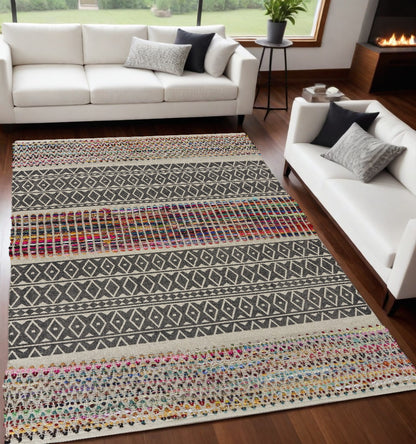 5' X 7' Colorful Traditional Chindi Area Rug