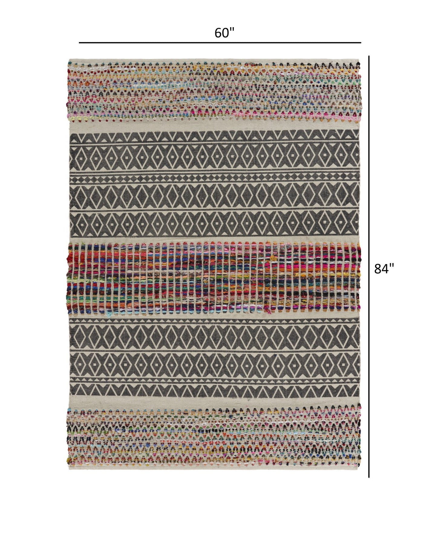 5' X 7' Colorful Traditional Chindi Area Rug