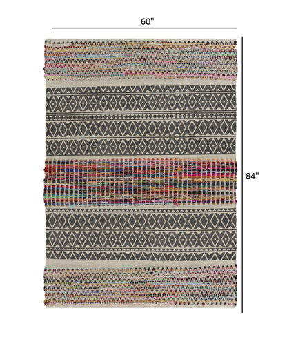 5' X 7' Colorful Traditional Chindi Area Rug