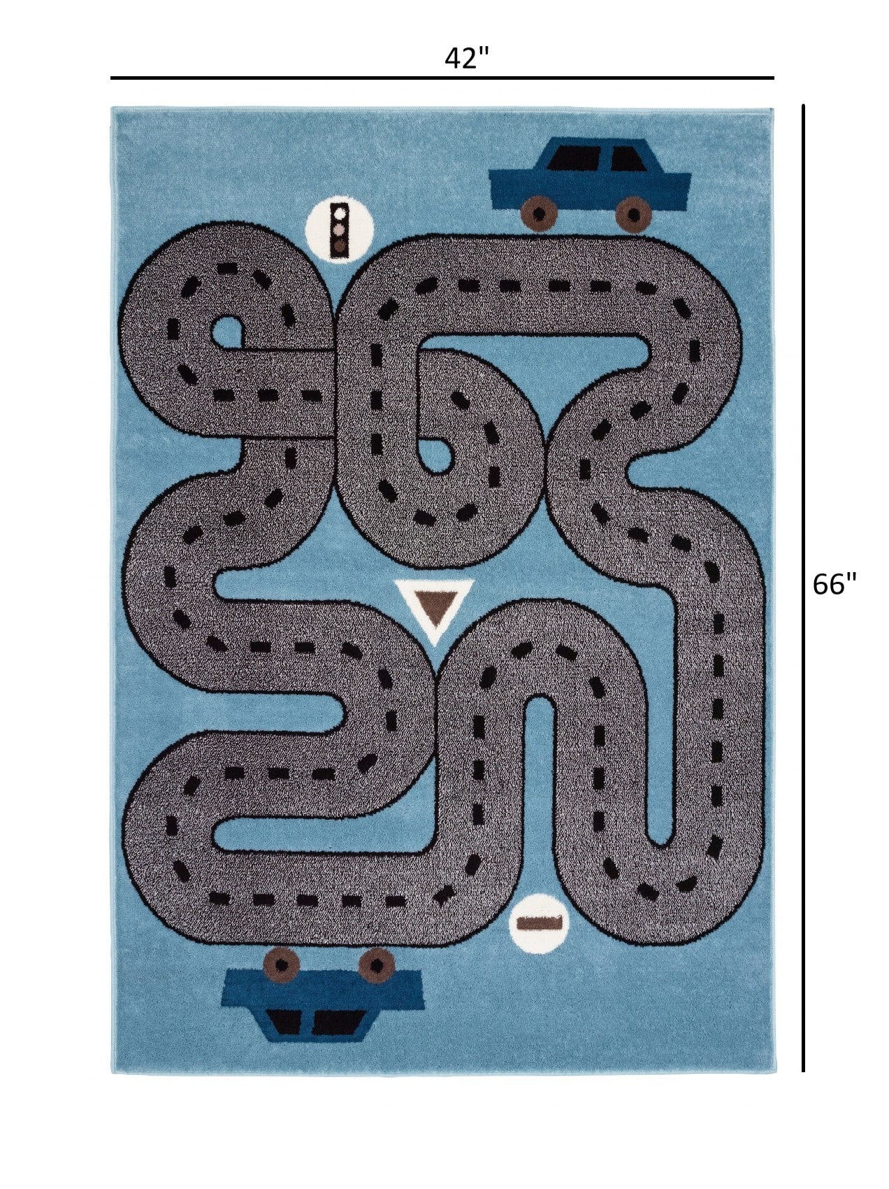 5' Round Blue Imaginative Racetrack Area Rug