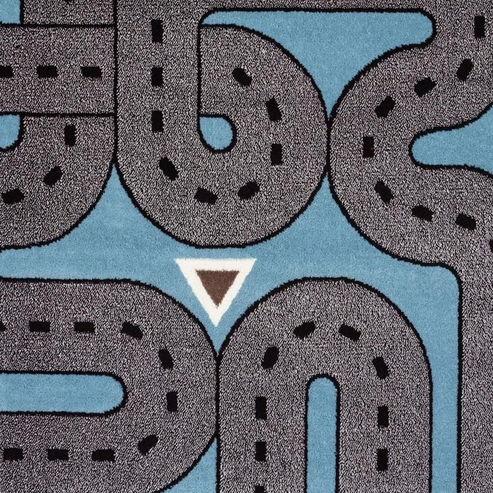 4' X 6' Blue Imaginative Racetrack Area Rug