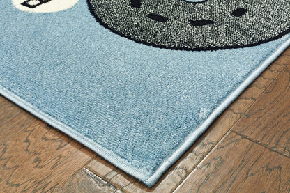 5' Round Blue Imaginative Racetrack Area Rug