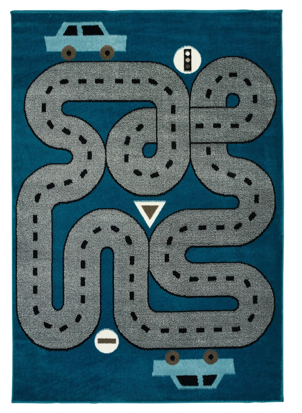 4' X 6' Navy Imaginative Racetrack Area Rug