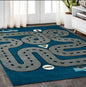 4' X 6' Navy Imaginative Racetrack Area Rug