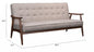 69" Beige Polyester Sofa With Brown Legs