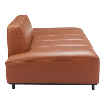 79" Brown Faux Leather Sofa With Black Legs