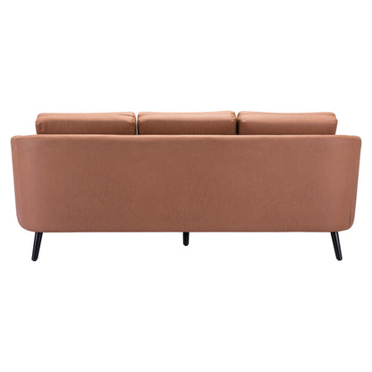 79" Brown Faux Leather Sofa With Black Legs