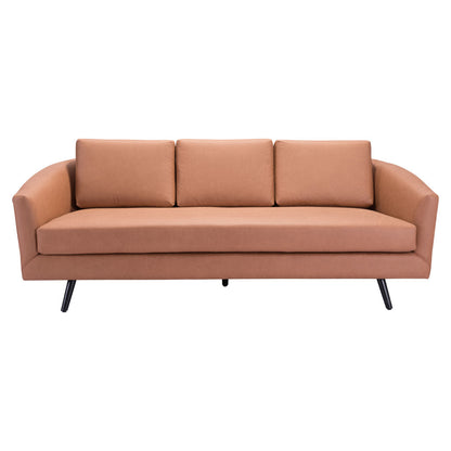 79" Brown Faux Leather Sofa With Black Legs