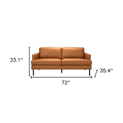 72" Brown Polyester Sofa With Black Legs