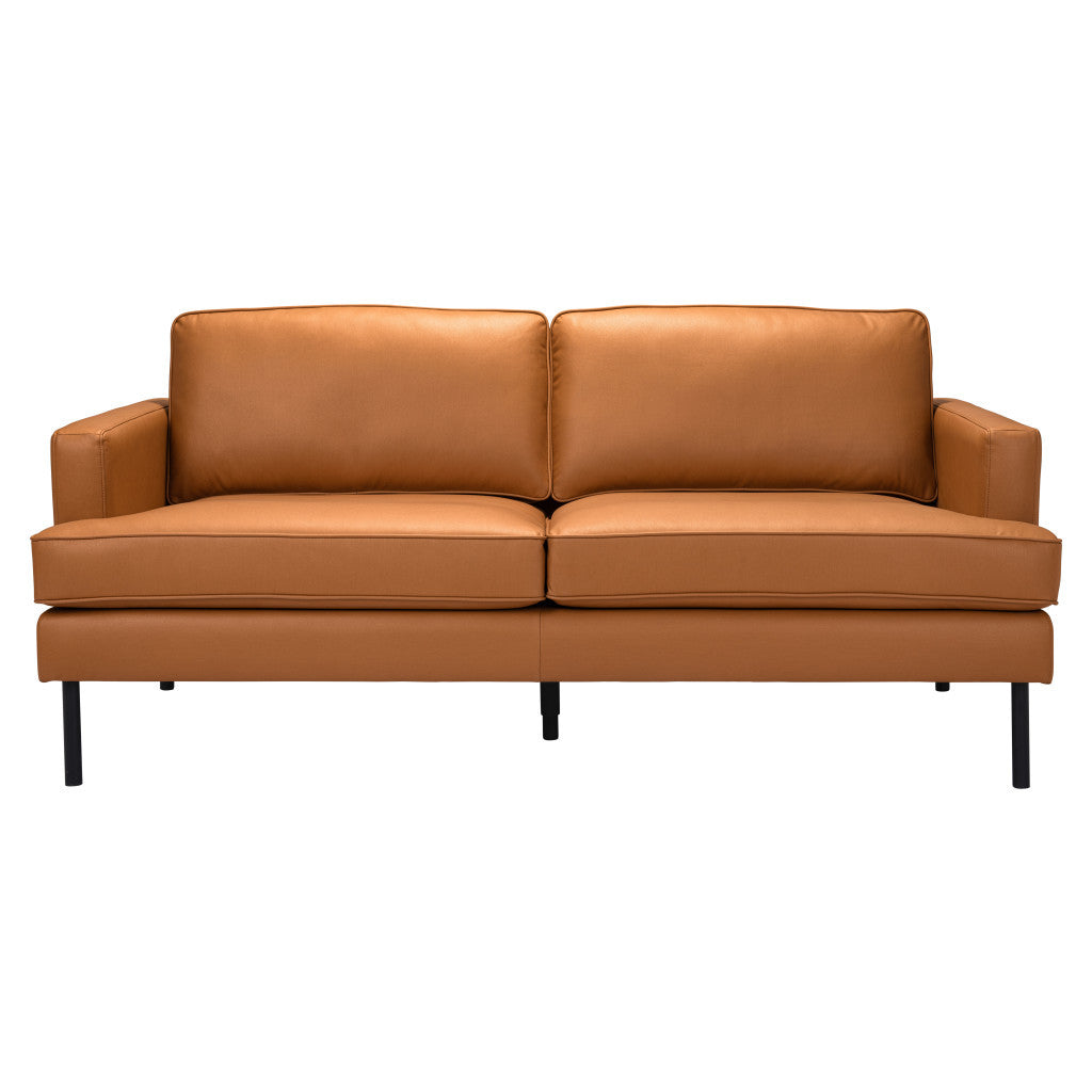 72" Brown Polyester Sofa With Black Legs