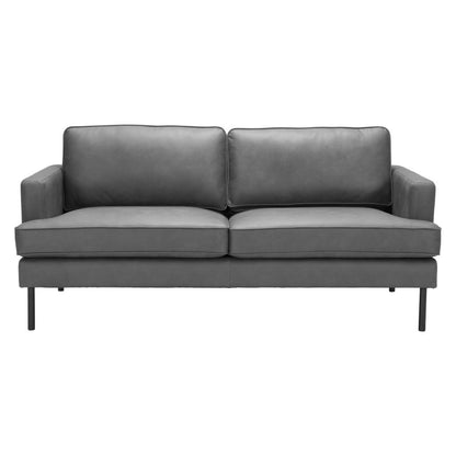 72" Gray Polyester Sofa With Black Legs