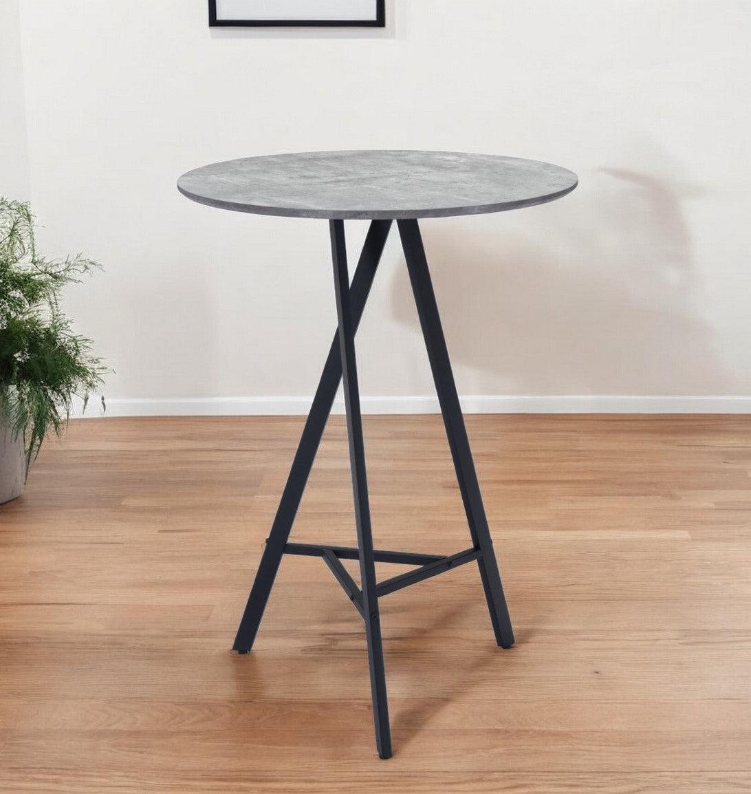 32" Gray and Black Rounded Steel Bar Table