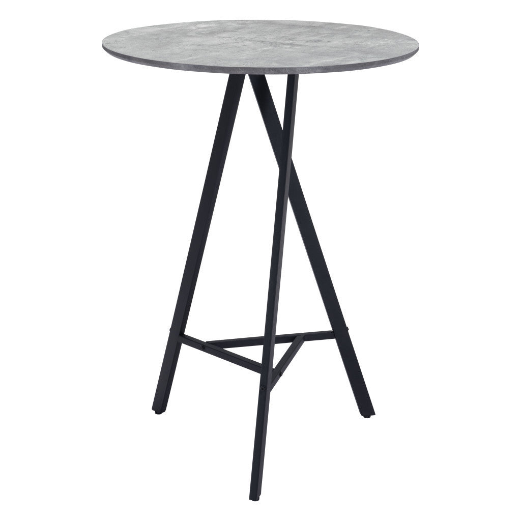 32" Gray and Black Rounded Steel Bar Table