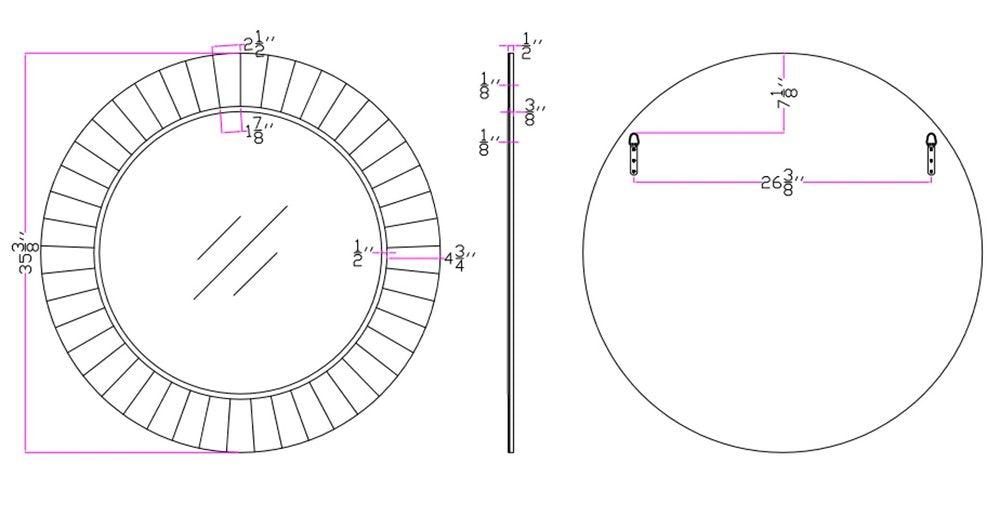 35" Clear Round Glass Framed Accent Mirror