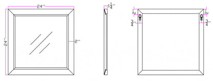 24" Gray Square Glass Framed Accent Mirror