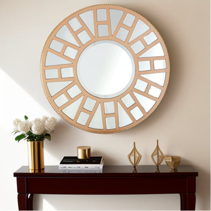 32" Gold Round Metal Framed Accent Mirror