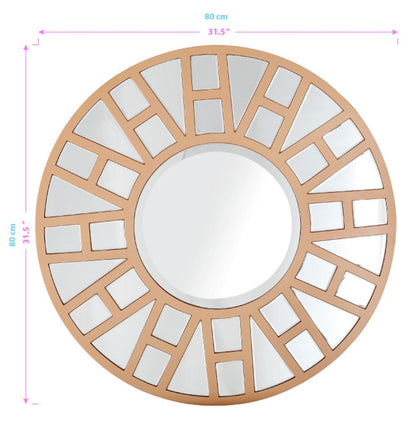 32" Gold Round Metal Framed Accent Mirror