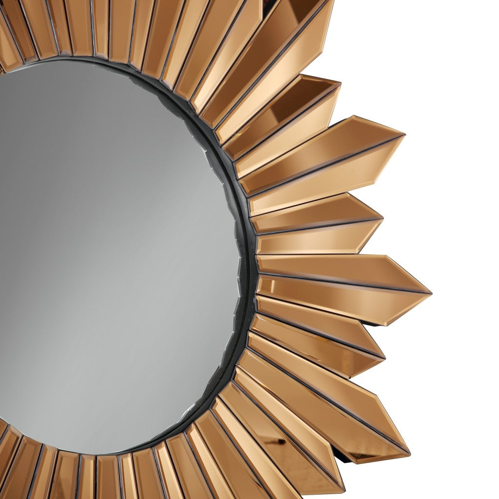 39" Gold Sunburst Glass Framed Accent Mirror