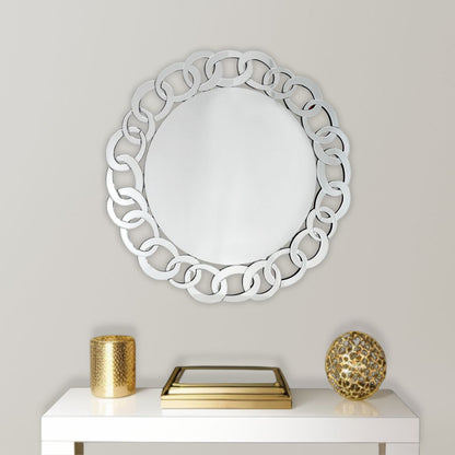 39" Clear Round Glass Framed Accent Mirror