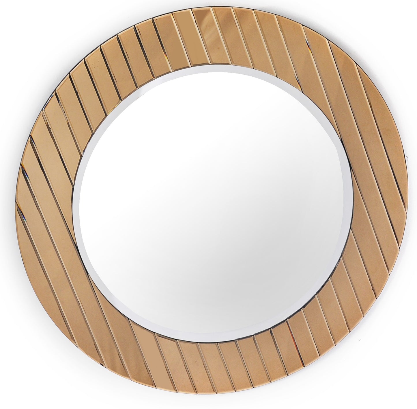 35" Gold Round Glass Framed Accent Mirror