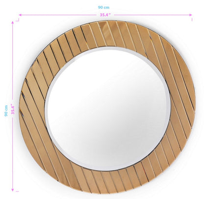 35" Gold Round Glass Framed Accent Mirror