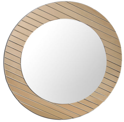 35" Gold Round Glass Framed Accent Mirror