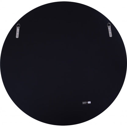 30" Gray Round Glass Framed Accent Mirror