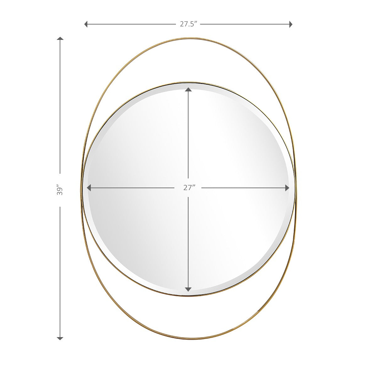 39" Gold Oval Metal Framed Accent Mirror