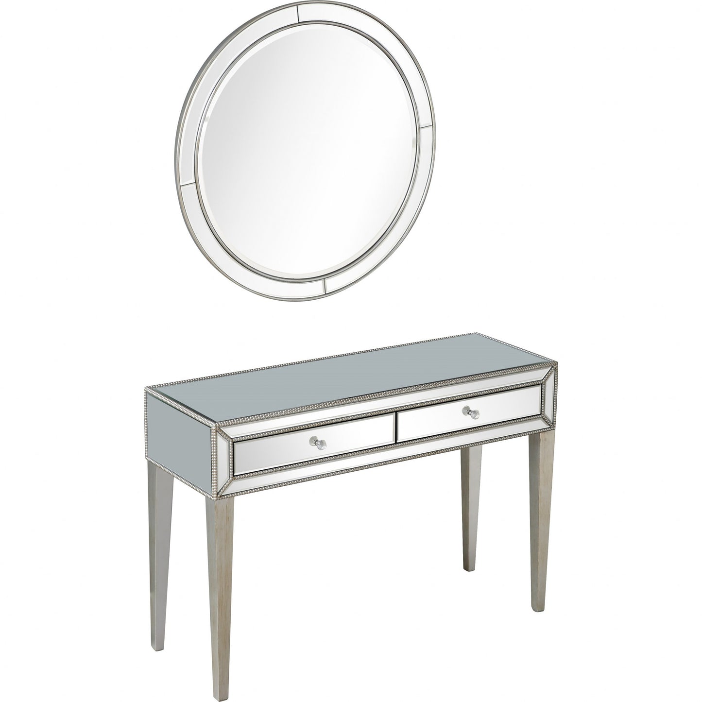 48" Silver Mirrored Glass Console Table