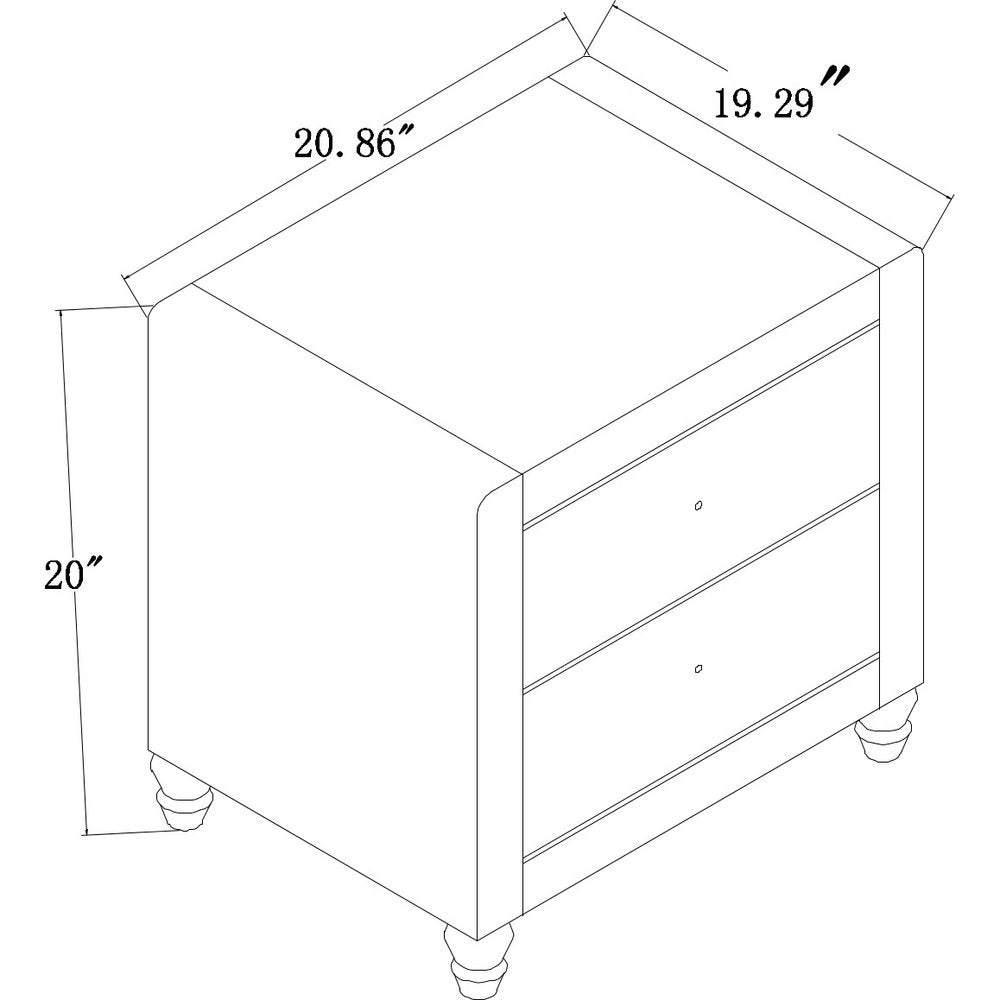 20" Beige Wood Two Drawer Nightstand