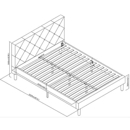 Gray Solid and Manufactured Wood Queen Upholstered Polyester Blend Bed Frame