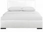 White Solid and Manufactured Wood Queen Upholstered Faux Leather Bed Frame