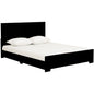 Brown Inlaid Panels Solid Wood Queen Bed Frame