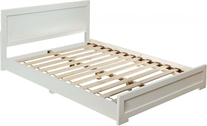 Brown Inlaid Panels Solid Wood Queen Bed Frame