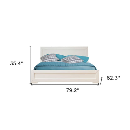 White Solid and Manufactured Wood King Bed Frame