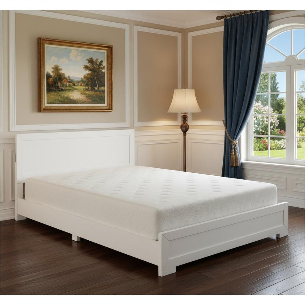 White Solid and Manufactured Wood King Bed Frame