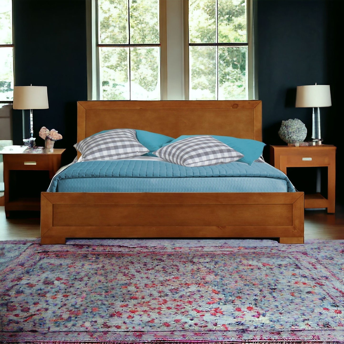 Brown Solid and Manufactured Wood Queen Bed Frame