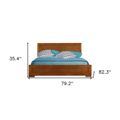 Brown Solid and Manufactured Wood Queen Bed Frame