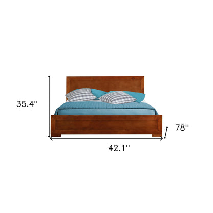 Brown Solid and Manufactured Wood Queen Bed Frame