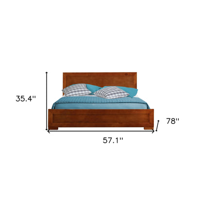 Brown Solid and Manufactured Wood Queen Bed Frame