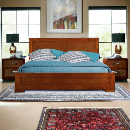 Brown Solid and Manufactured Wood Queen Bed Frame