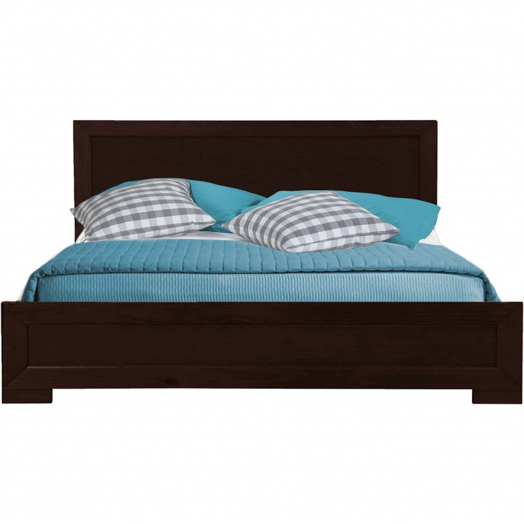 Brown Solid and Manufactured Wood Queen Bed Frame