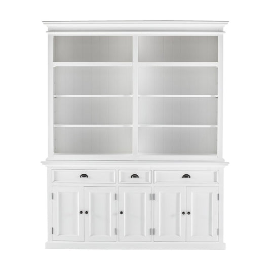 87" White Solid Wood Four Tier Bookcase
