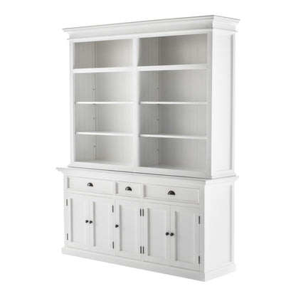 87" White Solid Wood Four Tier Bookcase