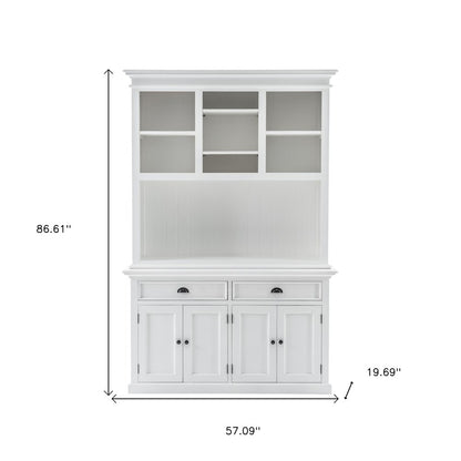 White Solid Wood Adjustable Two Tier Bookcase