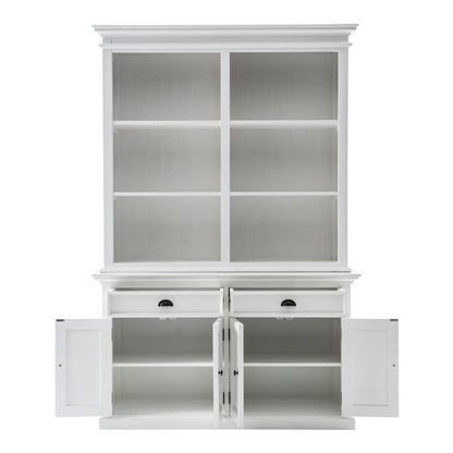 87" White Solid Wood Adjustable Four Tier Bookcase