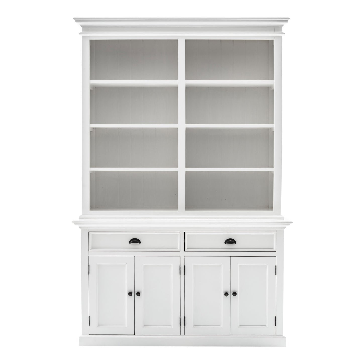 87" White Solid Wood Adjustable Four Tier Bookcase