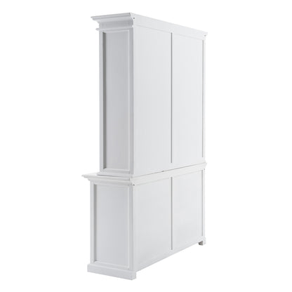 87" White Solid Wood Adjustable Four Tier Bookcase