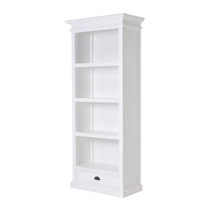 White Solid Wood Four Tier Bookcase