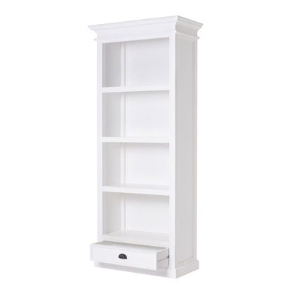 White Solid Wood Four Tier Bookcase